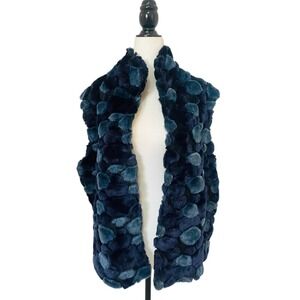 Vintage MOFFI International Blue Faux Fur Vest Size‎ Large